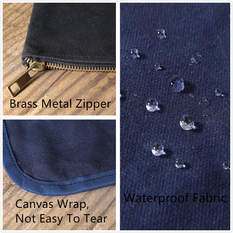 Denifiter Tool Pouch, Heavy Duty 16oz Waxed Canvas Metal Zipper Tool Bags, Water Resistant, Durable, 4pc Set (7.6x4.5 inches) - Image 3